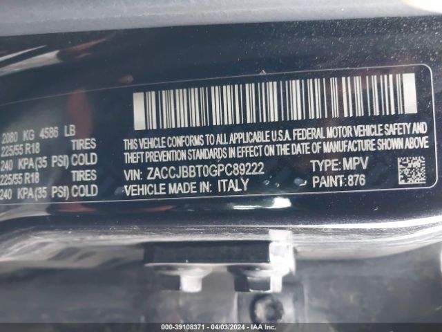 ZACCJBBT0GPC89222 Jeep Renegade Justice