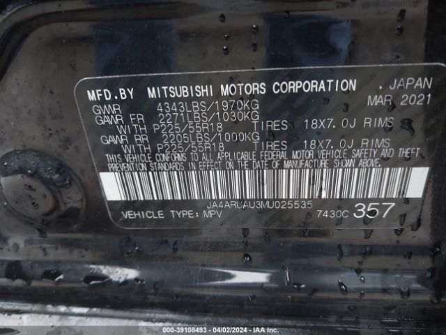 JA4ARUAU3MU025535 Mitsubishi Outlander Sport 2.0 Be Awc/2.0 Es Awc/2.0 Le Awc/2.0 Se Awc