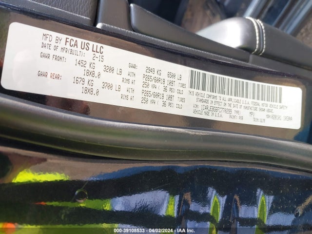 Jeep Grand Cherokee Limited 2015 1C4RJEBG6FC770299 Image 9
