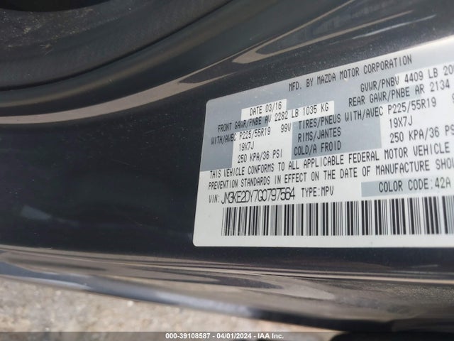 Mazda Cx-5 Grand Touring 2016 JM3KE2DY7G0797564 Image 9