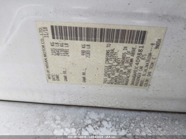 1N4AA6AP0JC409881 Nissan Maxima 3.5 Sv