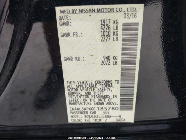 Nissan Altima 2.5 Sr 2016 1N4AL3APXGC185780 Image 9