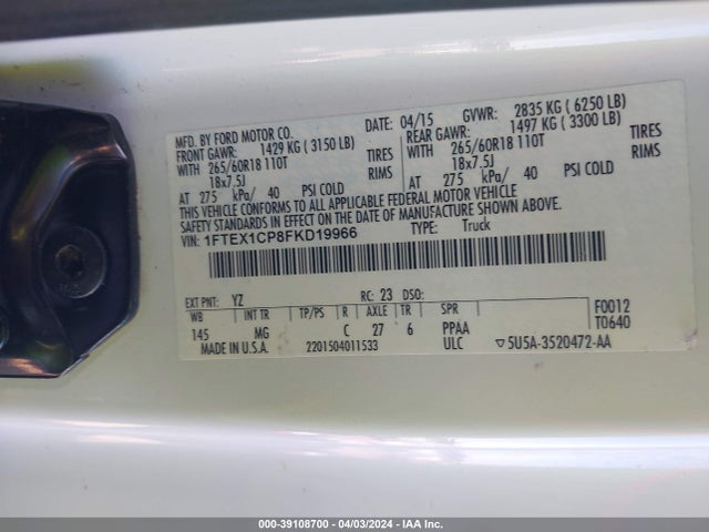 Ford F-150 Xlt 2015 1FTEX1CP8FKD19966 Image 9