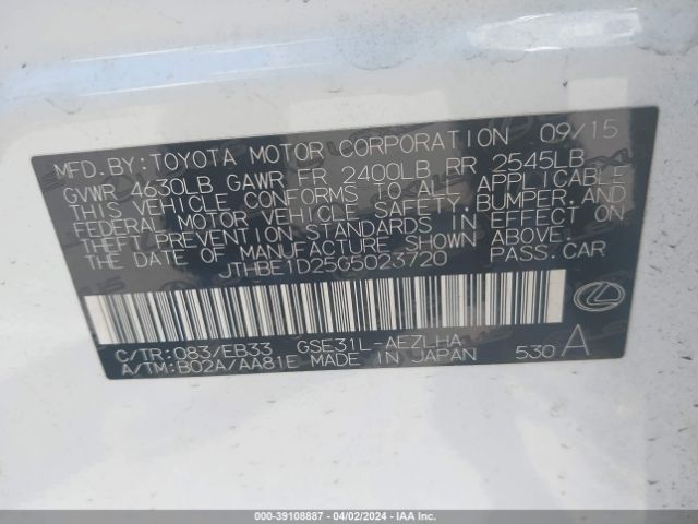 JTHBE1D25G5023720 Lexus IS 350