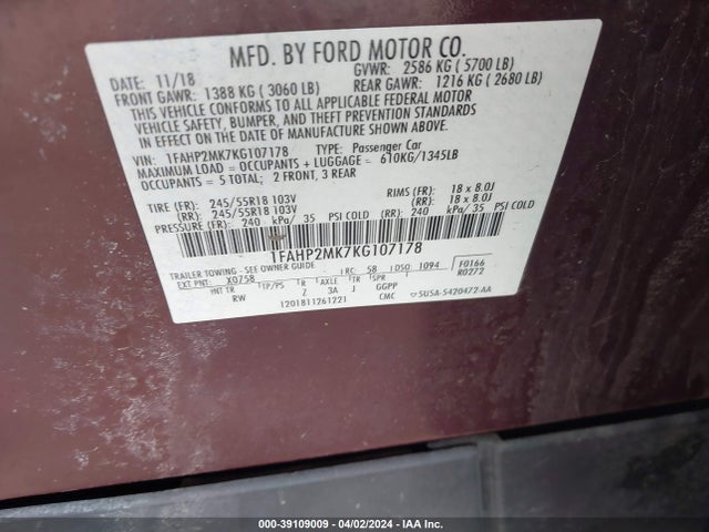 Ford Police Interceptor 2019 1FAHP2MK7KG107178 Image 9