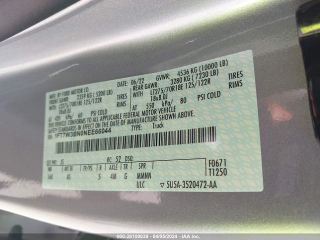 1FT7W3BN0NEE66044 Ford F-350 Xl