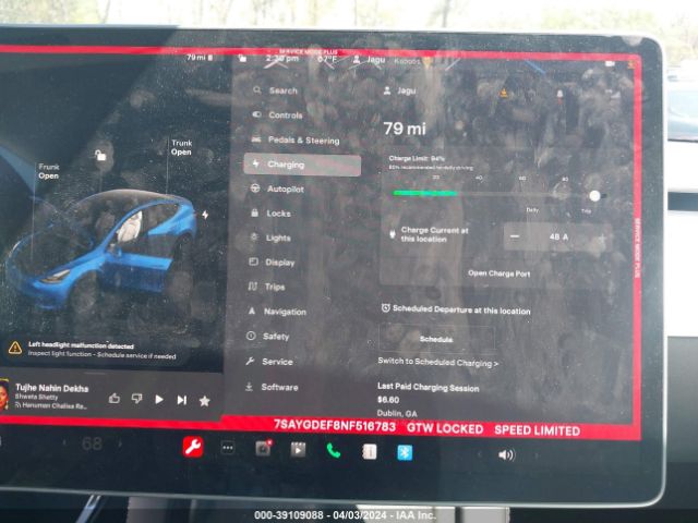 7SAYGDEF8NF516783 Tesla Model Y Performance Dual Motor All-wheel Drive