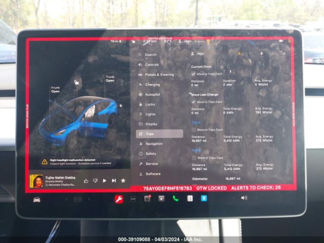 7SAYGDEF8NF516783 Tesla Model Y Performance Dual Motor All-wheel Drive