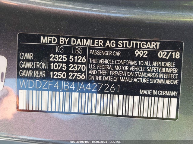 Mercedes-Benz E 300 2018 WDDZF4JB4JA427261 Image 9