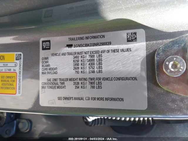 Chevrolet Suburban 2wd Ls 2022 1GNSCBKD3NR298839 Image 9