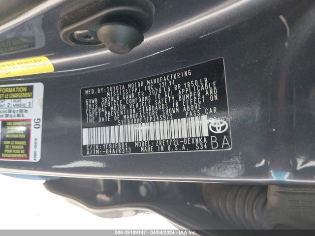 Toyota COROLLA LE 2015 5YFBURHE1FP245972 Image 9