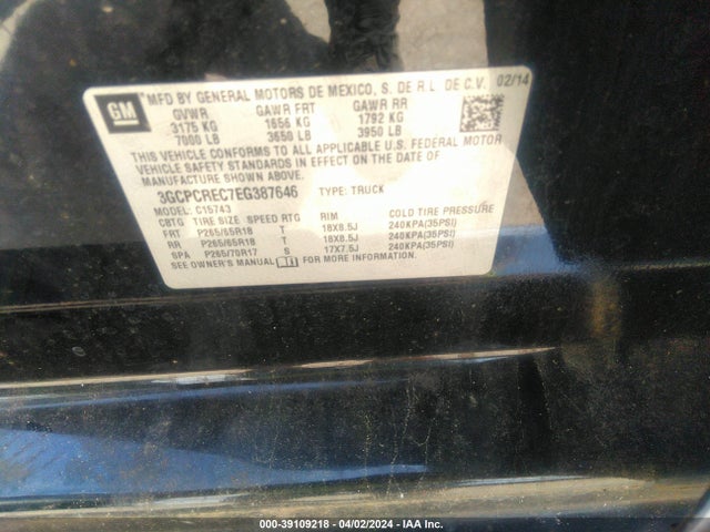 Chevrolet Silverado 1500 1lt 2014 3GCPCREC7EG387646 Image 9