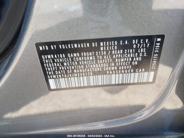 3VW2B7AJ4JM206176 Volkswagen Jetta 1.4t S