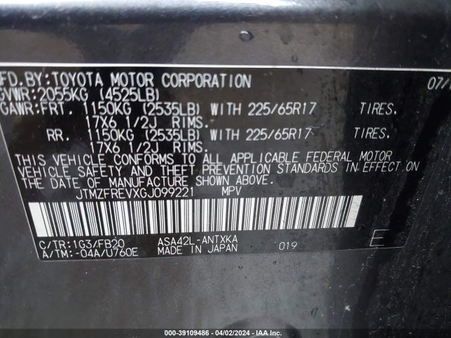 Toyota RAV4 LE 2016 JTMZFREVXGJ099221 Image 9