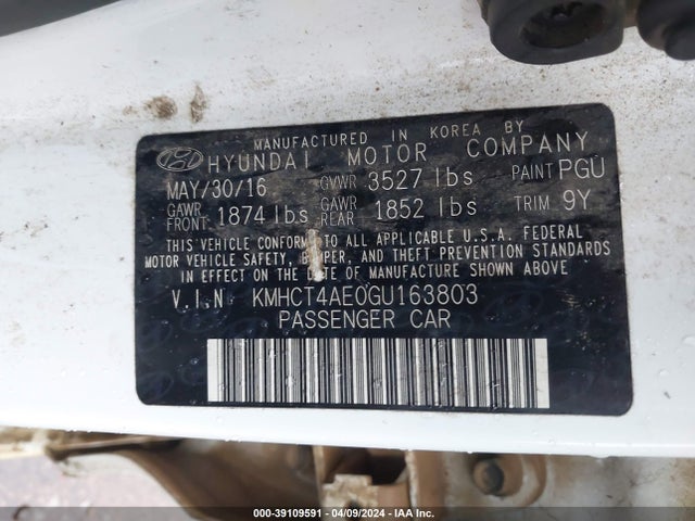 Hyundai ACCENT SE 2016 KMHCT4AE0GU163803 Image 9