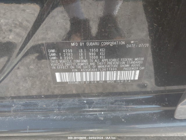 Subaru IMPREZA SEDAN 2020 4S3GKAB67L3611999 Image 9