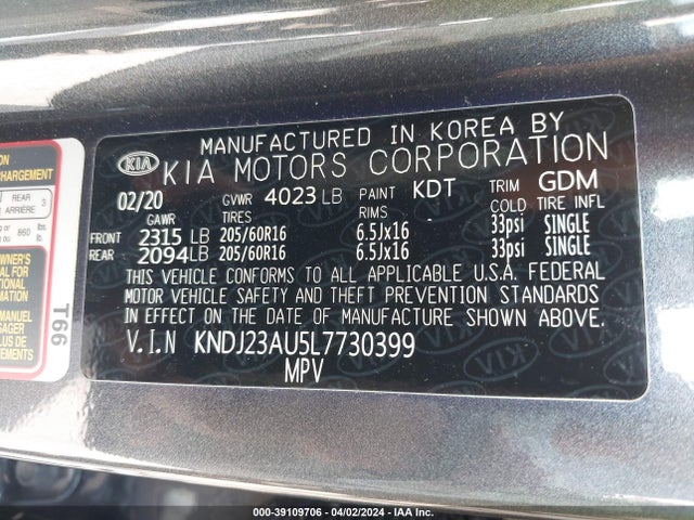 KIA SOUL LX 2020 KNDJ23AU5L7730399 Image 9