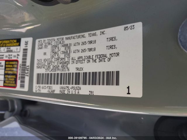 5TFLA5DB7PX103176 Toyota Tundra Sr5