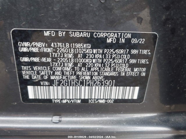 JF2GTHSC1PH263901 Subaru Crosstrek Sport