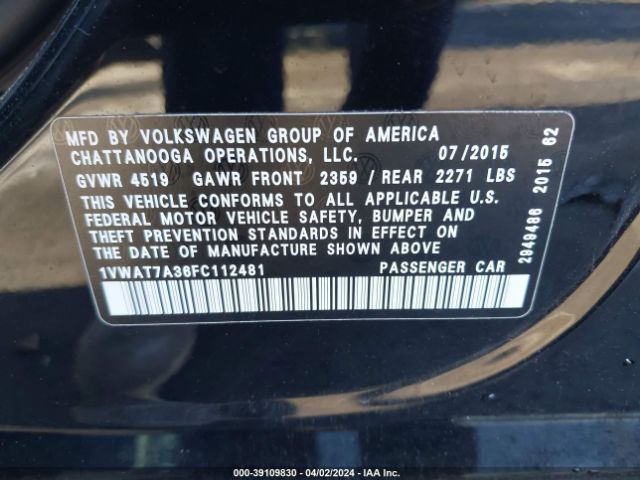 1VWAT7A36FC112481 Volkswagen Passat 1.8t Limited Edition