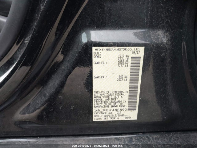 Nissan Altima 2.5 S 2017 1N4AL3AP1HC486892 Image 9