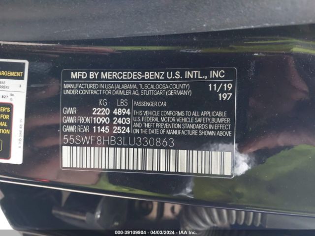 55SWF8HB3LU330863 Mercedes-Benz Amg C 63 S