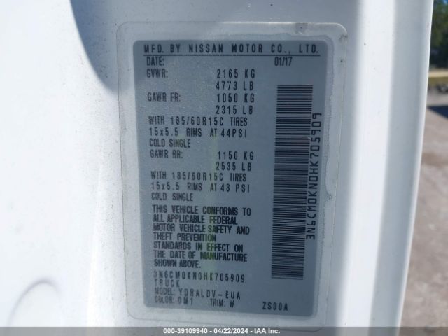 3N6CM0KN0HK705909 Nissan Nv200 S