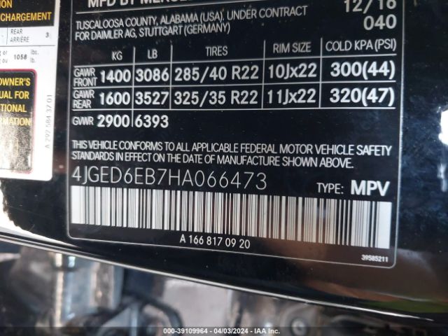 4JGED6EB7HA066473 Mercedes-Benz Amg Gle 43 Coupe 4matic
