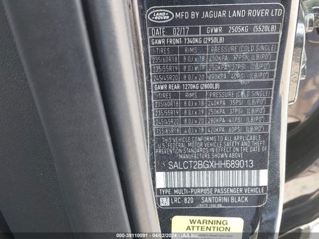 SALCT2BGXHH689013 Land Rover Discovery Sport Hse Lux