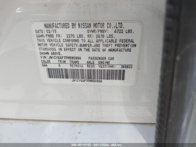 JN1CV6AP7FM580994 Infiniti Q40