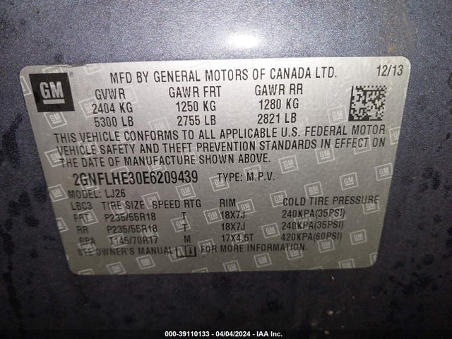 Chevrolet Equinox Ltz 2014 2GNFLHE30E6209439 Image 9