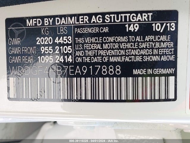 WDDGF4HB7EA917888 Mercedes-Benz C 250 Luxury/sport