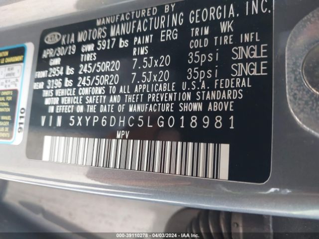 5XYP6DHC5LG018981 KIA Telluride S