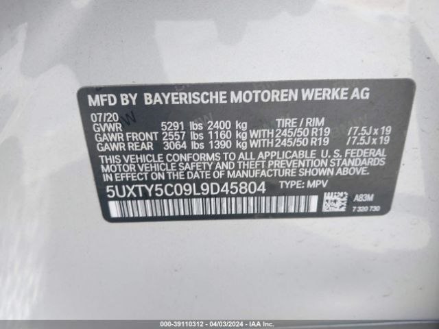 5UXTY5C09L9D45804 BMW X3 Xdrive30i