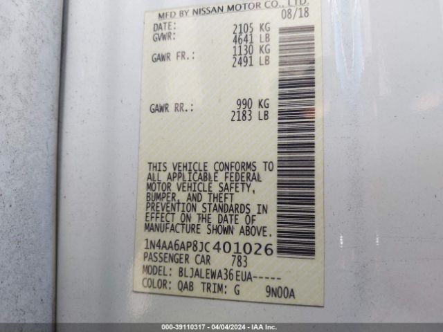 1N4AA6AP8JC401026 Nissan Maxima 3.5 Sl