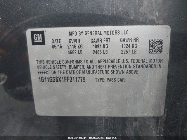 Chevrolet Malibu 2lz 2015 1G11G5SX1FF311779 Image 9