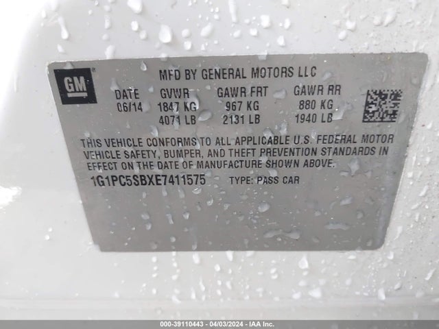 Chevrolet Cruze 1lt Auto 2014 1G1PC5SBXE7411575 Image 9