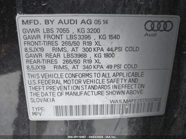 WA1LMAFE2ED020903 Audi Q7 3.0 Tdi Premium