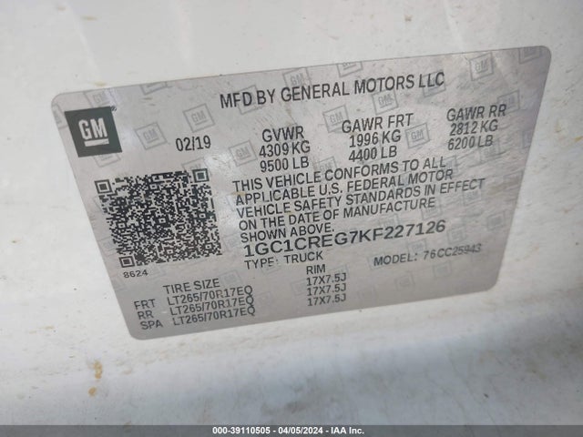 Chevrolet Silverado 2500hd Wt 2019 1GC1CREG7KF227126 Image 9