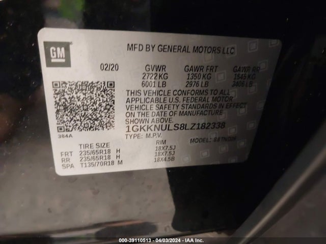 GMC Acadia Awd Slt 2020 1GKKNULS8LZ182338 Image 9