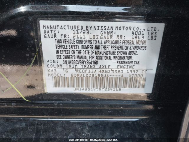 3N1AB8CV9RY254168 Nissan Sentra Sv Xtronic Cvt