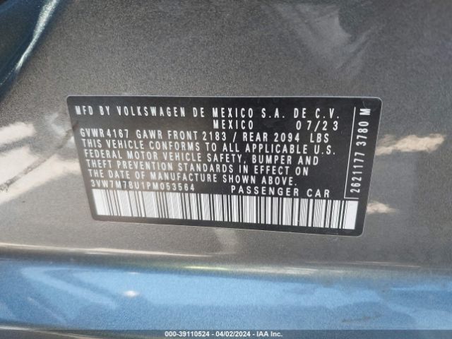 3VW7M7BU1PM053564 Volkswagen Jetta 1.5t Se