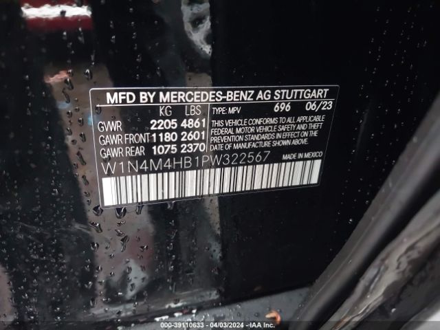 W1N4M4HB1PW322567 Mercedes-Benz Glb 250 4matic