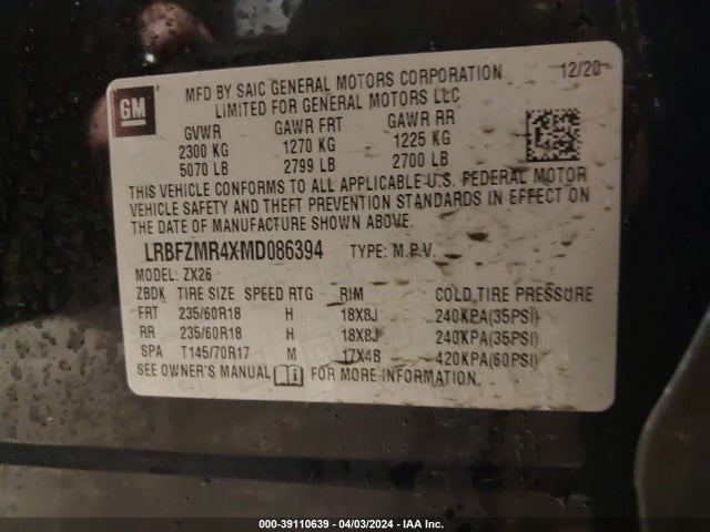 Buick Envision Awd Preferred 2021 LRBFZMR4XMD086394 Image 9