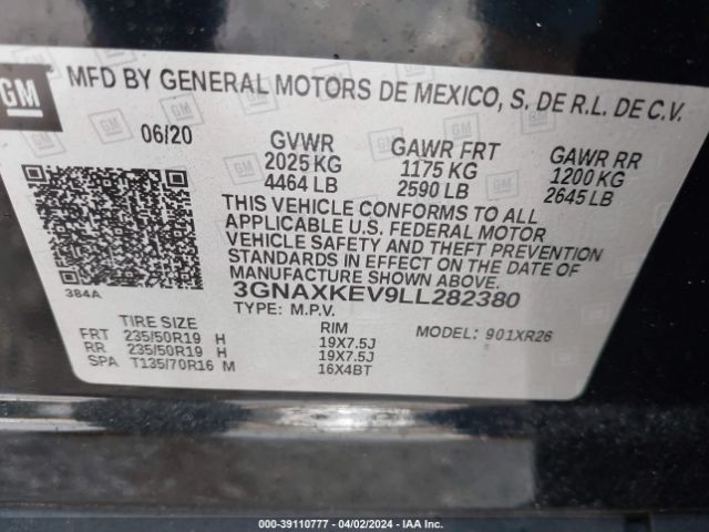 2020 CHEVROLET EQUINOX 3GNAXKEV9LL282380 Photo 8