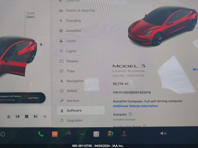 5YJ3E1EB5KF452478 Tesla Model 3 Long Range/performance