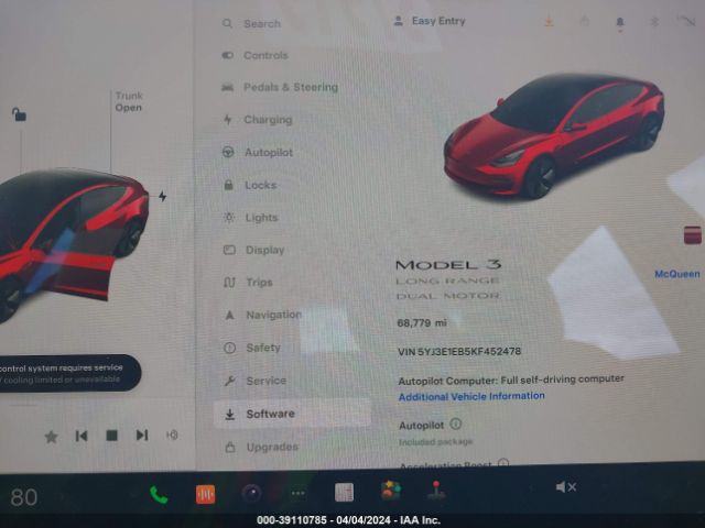 5YJ3E1EB5KF452478 Tesla Model 3 Long Range/performance