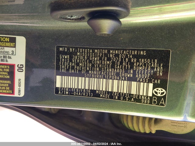 Toyota COROLLA LE 2014 5YFBURHE1EP094341 Image 9