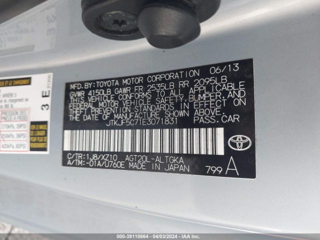 JTKJF5C71E3071831 Scion Tc 10 Series