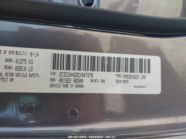 Dodge Charger Sxt 2014 2C3CDXHG2EH347378 Image 9